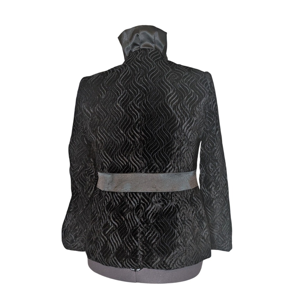 VTG 90s Vamp Blazer 14 Whimsigoth Corporate Goth Textured Velvet Pleated Collar - Picture 4 of 10